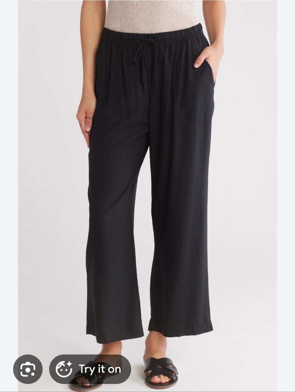Industry Womens Wide Leg Crop Dark Navy Lyocell Pants Size Small